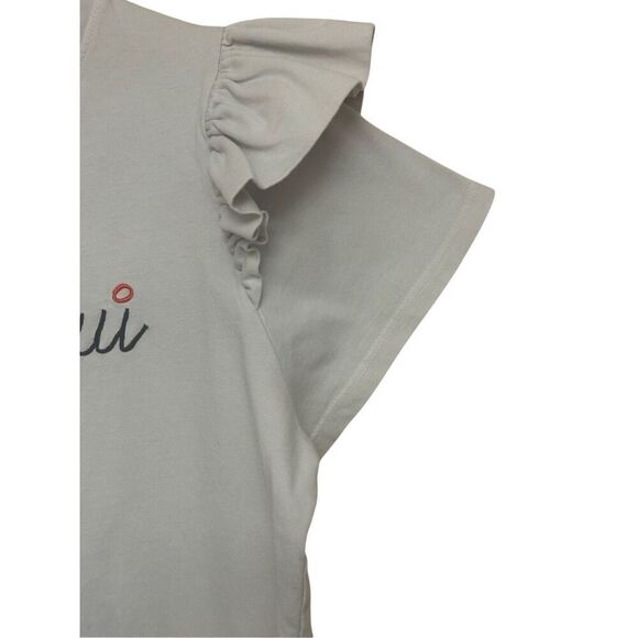 CLARE V. / WOMEN / TOPS / SHORT SLEEVE OUI PETIT RUFFLE TEE Size: L - Picture 4 of 7